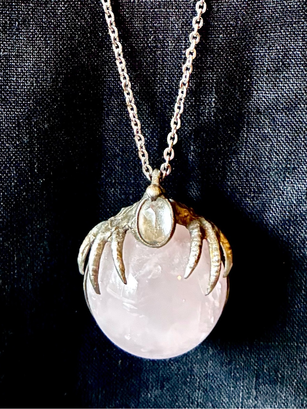 Callisto Jewelry one-of-kind Rose Quartz Orb and Talons Pendant Necklace